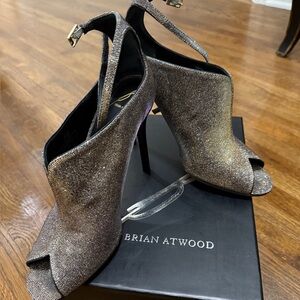 Brian Atwood Women's Gold Peep Toe Heels